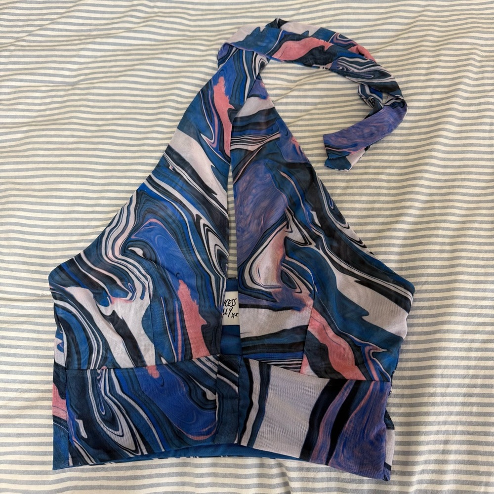 Size 10 Princess Polly Pink & Blue Going-Out Halter Tank